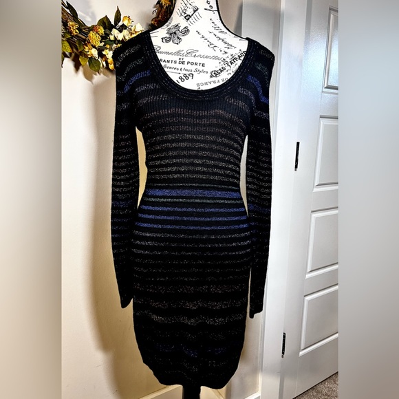 TRINA TURK Wool Colorful Metallic Stripe Bodycon Stretch Sweater Dress Sz S - Picture 12 of 12